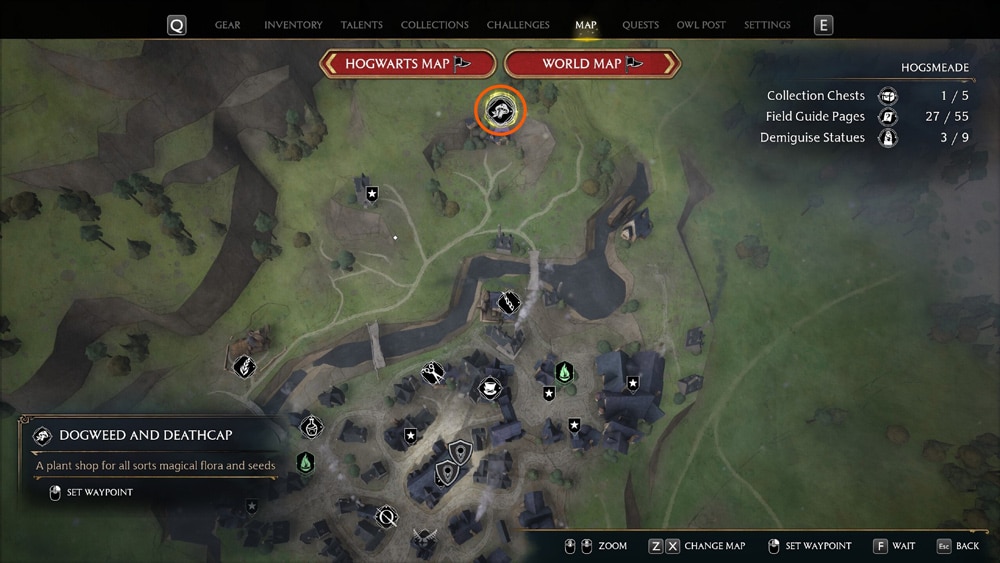 hogwarts legacy dogweed and deathcap ubicacion