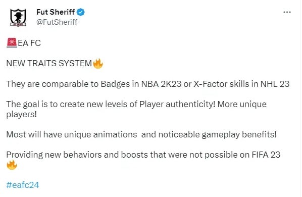 EA FC Novo sistema de Traits